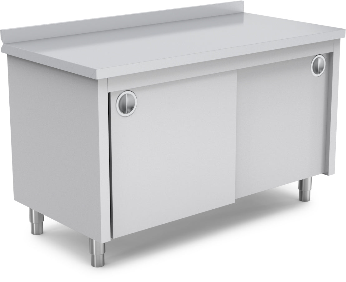 Arbeitstisch Schrank – Edelstahl – mit Rückwand – höhenverstellbar – 1600×600×850 mm