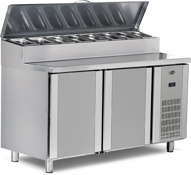 Table réfrigérée Pizza et Salades – 2 Portes – 300 l – 1500×700×850 mm