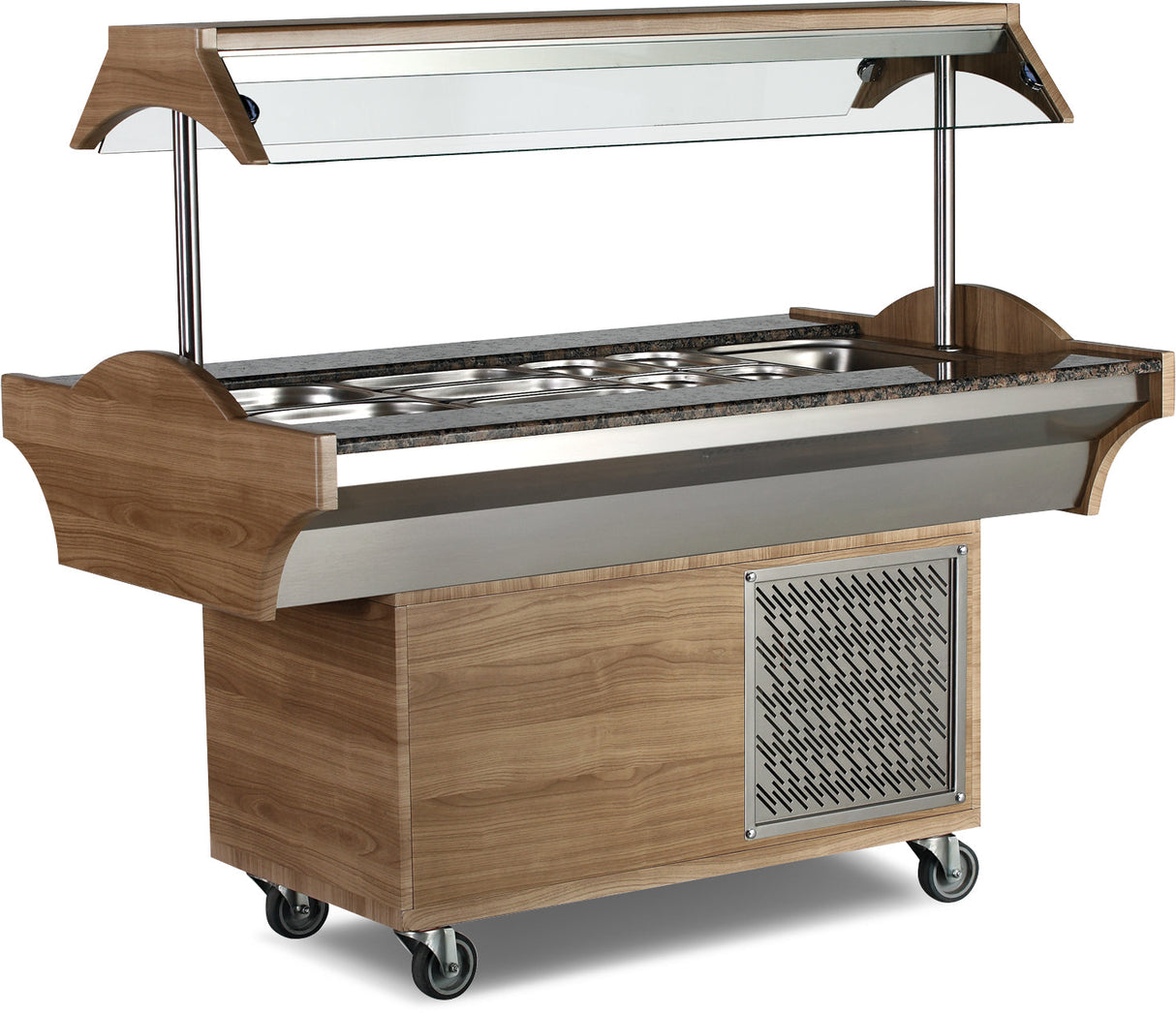 Saladette froide buffet 4x1/1 GN – acier inox – éclairage – 1500×890×870 mm