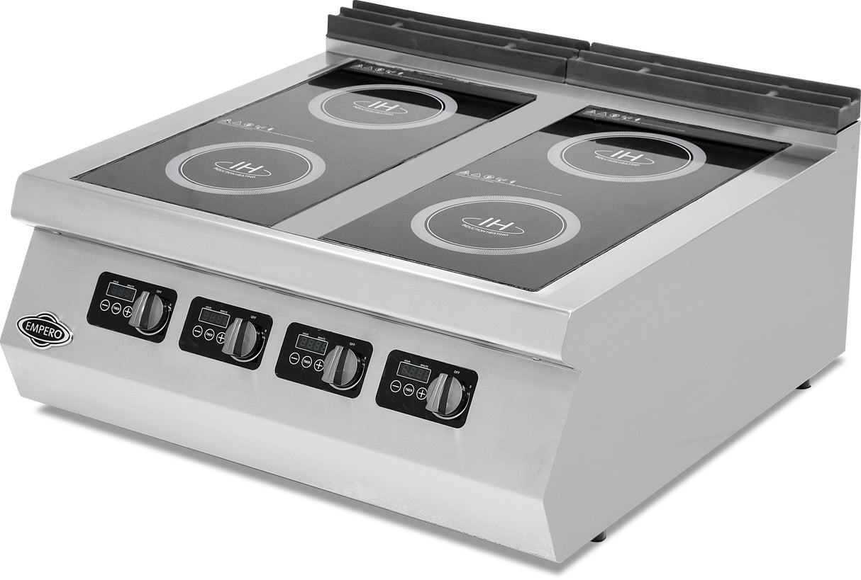 Induktionskocher 14 kW Serie 900 Plus – Glas-Kochfläche Edelstahl – 800×900×300 mm