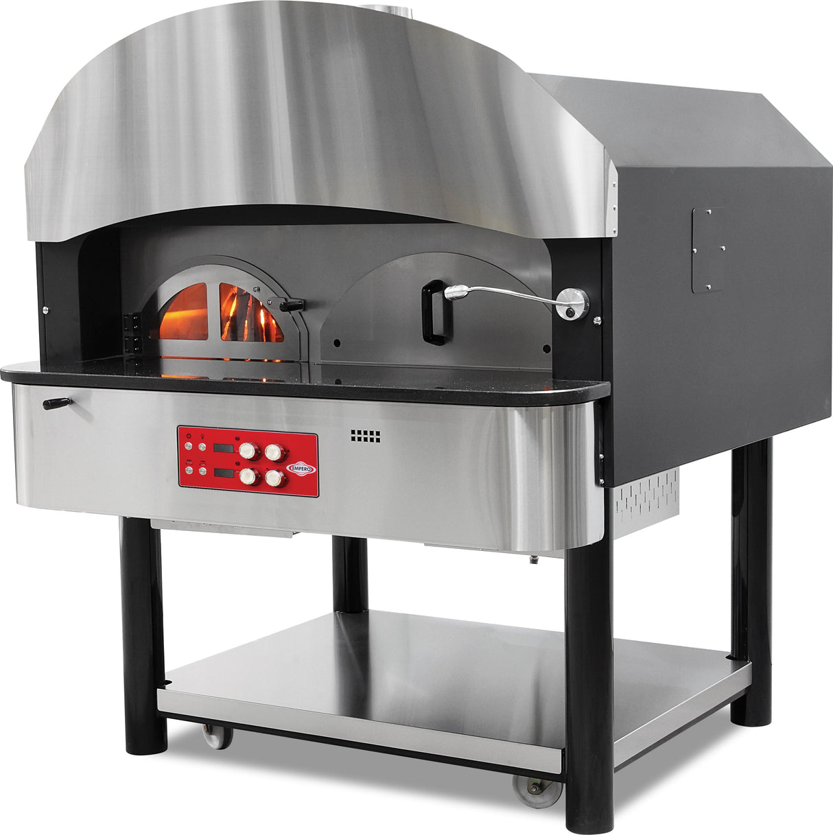 Drehpizzabackofen – Gas und Holz – 6 Pizzen – 1650×1705×1970 mm