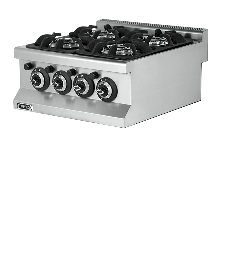 Cucina a gas 4 fuochi – bruciatore doppio anello valvole sicurezza magnetiche accensione piezo – 600×635×285 mm