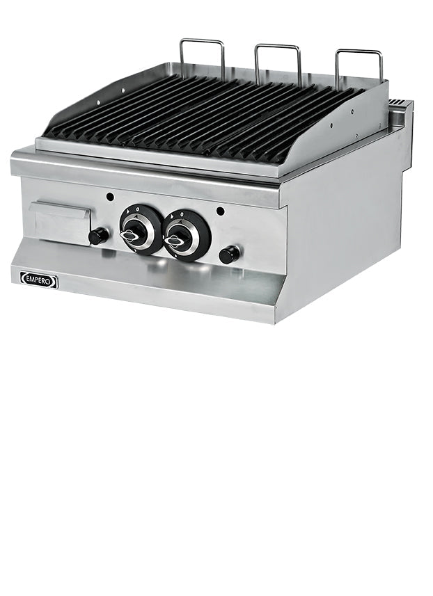 Gas Lavasteingrill – 12,9 kW – 2 Heizzonen – Magnetventile – 600×635×285 mm