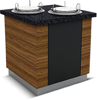 Plate Dispenser – Granittisch – Deko-Holz – 2 Teller Neutral – 1100×900×900 mm – Design Sumela
