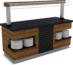 Buffet-Tisch – Granitplatte – Glasaufsatz – LED-Beleuchtung – Design Sumela – 1000×900×900 mm