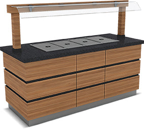 Heißbuffet Kapadokya – Nieschutz – Granittisch – 2400×900×900 mm – Design Kapadokya