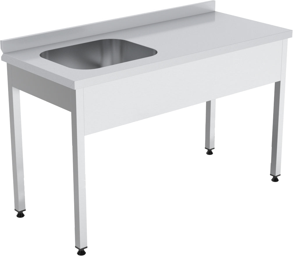 Arbeitstisch mit Spüle links – Edelstahl – 1600×600×850 mm