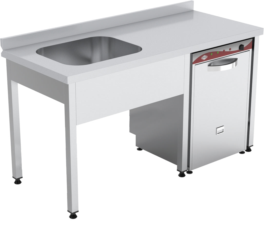 Spültisch – 1 Becken rechts – 2000×700×850 mm – Edelstahl – mit Rückwand