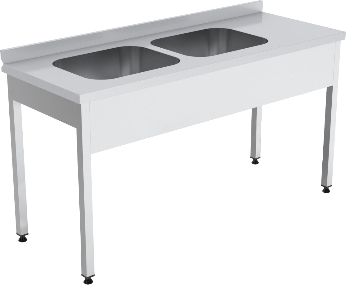 Spültisch – 2 Becken rechts – 1400×700×850 mm – Edelstahl – robust