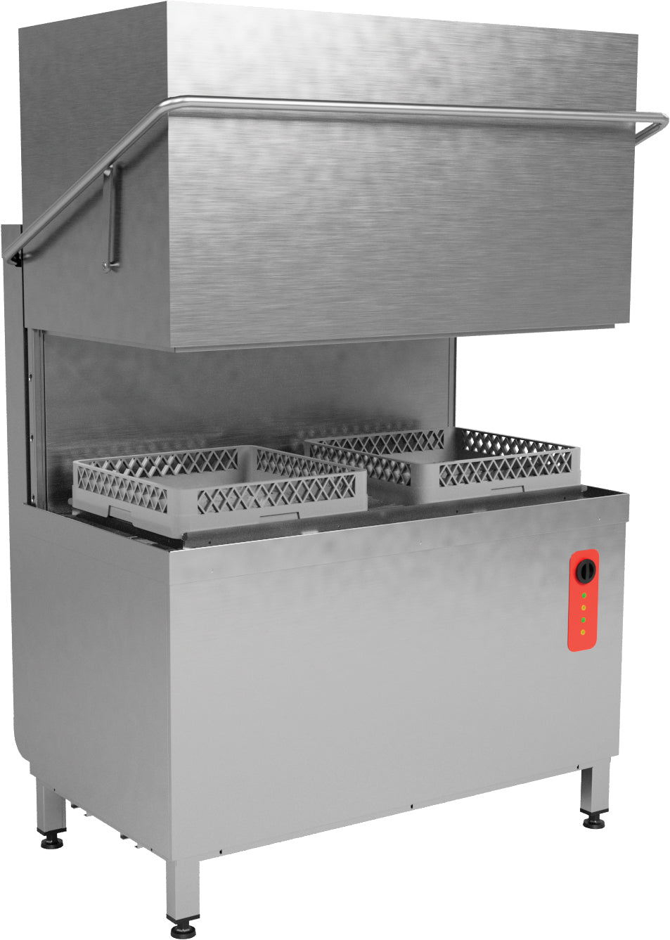 Hauben-Spülmaschine – 2000 Teller/h – 3 Programme – Edelstahl – 1360×835×1480 mm