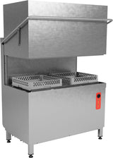 Hauben-Spülmaschine – 2000 Teller/h – 3 Programme – Edelstahl – 1360×835×1480 mm