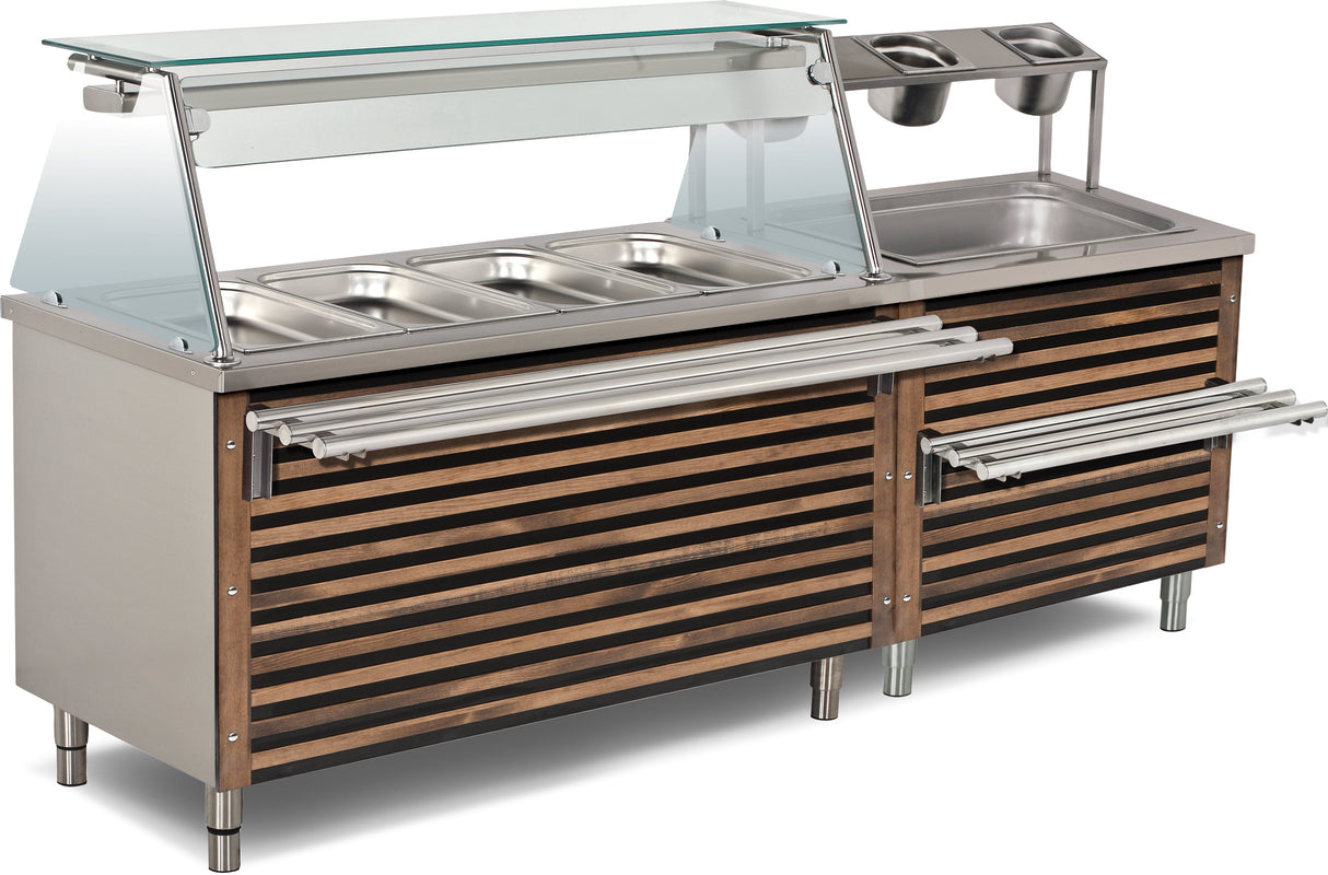 Service Unit Top Shelf – 4 Heiß + 1 Neutral – 1800×790×850 mm