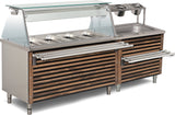 Serviceeinheit – 4 Heiß + 1 Neutral Ablage – Holzablage – 1800×790×850 mm