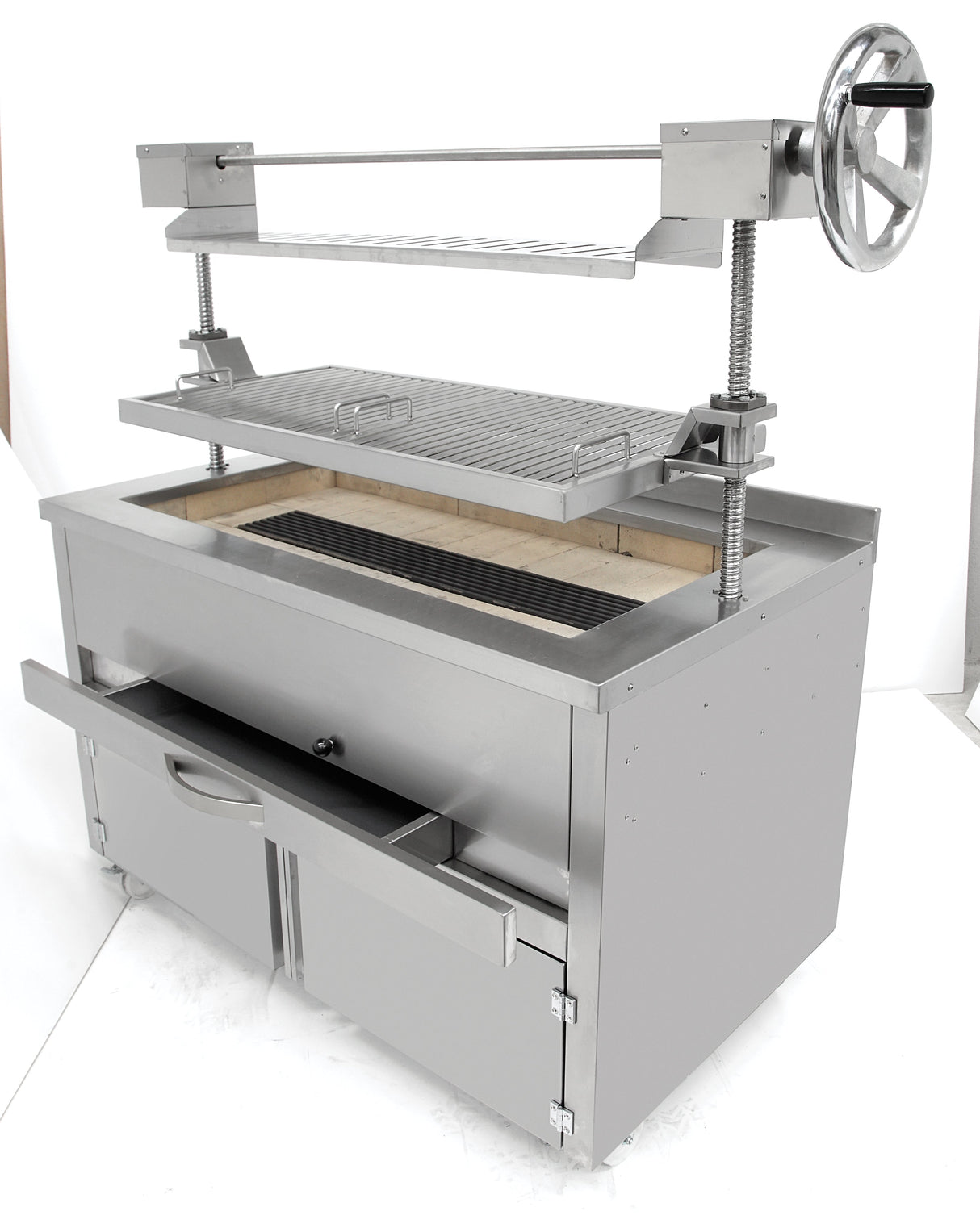 Liftgrill Kohlegrill 1340×800×900 mm – Edelstahl – Ascheschublade