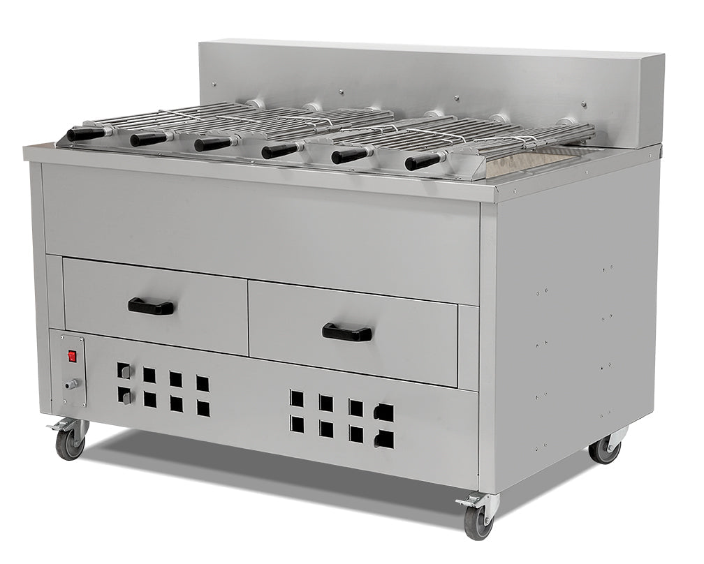 Horizontaler Hähnchengrill – 5 Spieße – 1200×930×1100 mm
