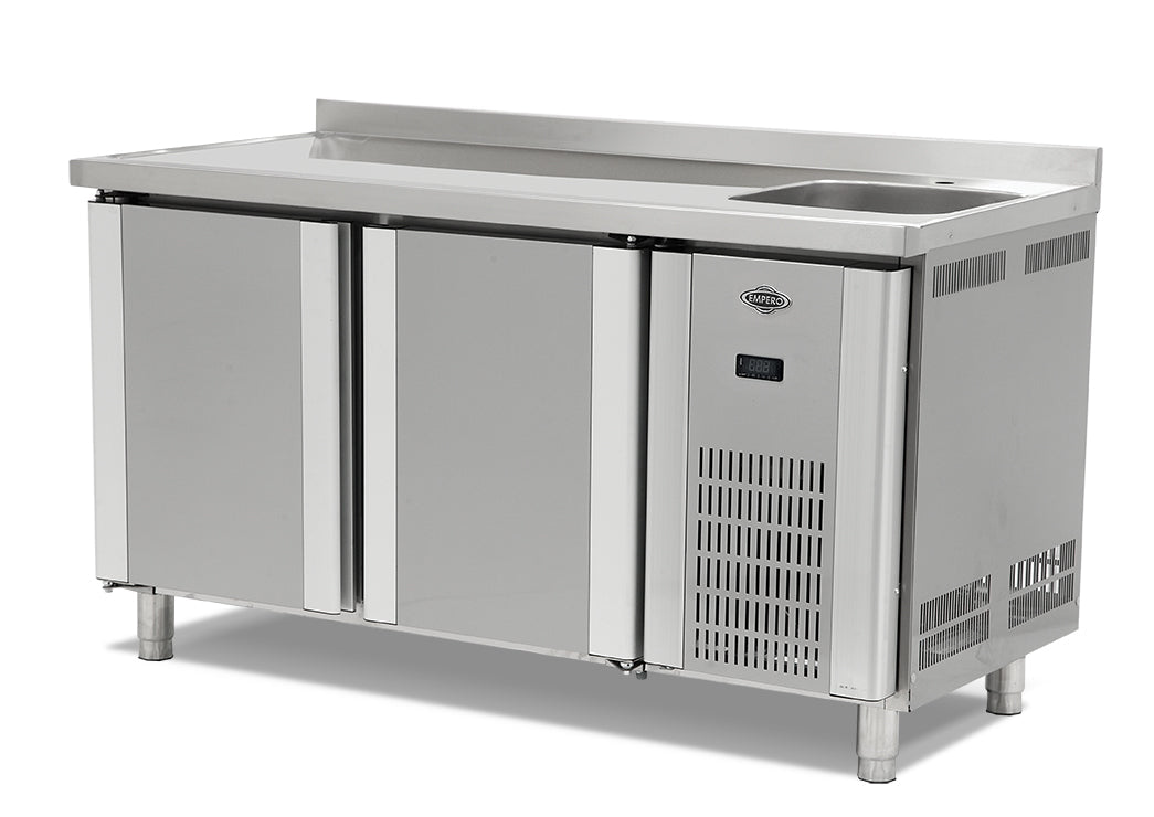 Table réfrigérée avec évier et 2 portes – 300 l – 1500×700×850 mm