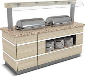 Buffet Warmhalteeinheit – Granittisch – LED – Holzdekor – Design Galata – 1200×900×900 mm
