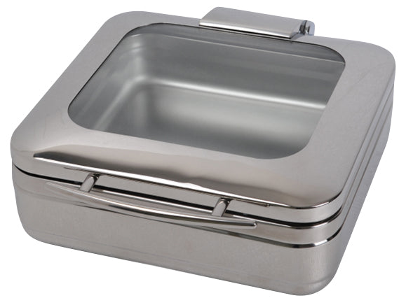 Chafing Dish quadrato – coperchio vetro – fondo induzione – 410×480×165 mm