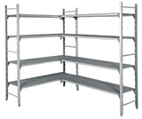 Polypropylen Regal – perforierte Ablagen – Aluminiumfüße – 4675×600×1800 mm