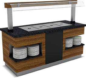 Buffet System – 3 x 1/1 GN – Granittisch – Spuckschutz – Design Sumela – 1600×900×900 mm