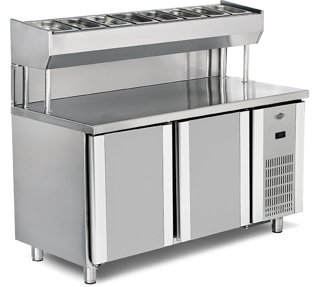 Table réfrigérée pizza – Série 700 – 2 portes – 300 l – 1500×800×850 mm